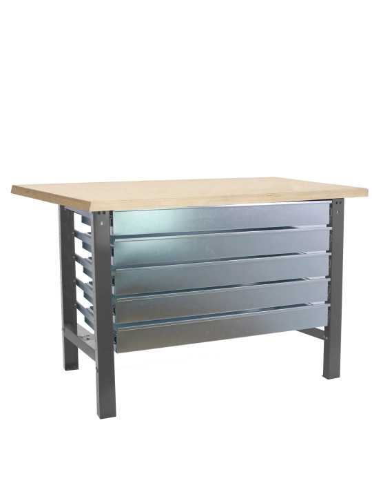 Banco trabajo 865x1500x750 SIMONWORK BT6 MDF 5BOX 1500x750 GRIS/MADERA marca SIMONRACK