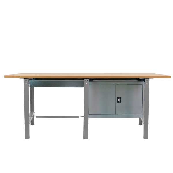 Banco trabajo 865x2100x750 SIMONWORK BT6 MDF TANDEM 1BOX 1CAB 2100 GRIS/MADER marca SIMONRACK