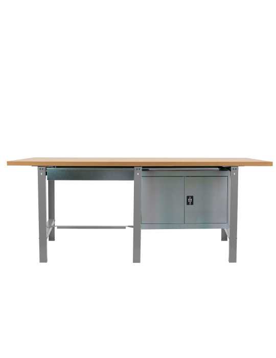 Banco trabajo 865x2100x750 SIMONWORK BT6 MDF TANDEM 1BOX 1CAB 2100 GRIS/MADER marca SIMONRACK