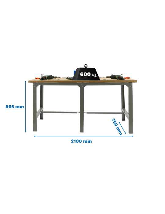 Banco trabajo 865x2100x750 SIMONWORK BT6 MDF TANDEM 2100 GRIS/MADERA marca SIMONRACK