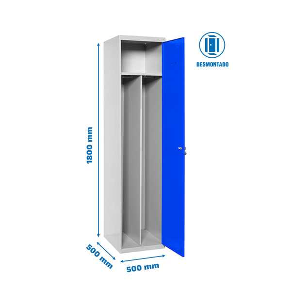 Taquilla 1800x500x500 SIMONLOCKER PROFESIONAL SINGLE-DIV 1/1 500 INI GR/AZ marca SIMONRACK