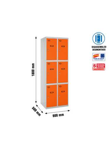 Taquilla 1800x600x500 SIMONLOCKER 3 PUERTAS 2/6 300 (600) GR/NA marca SIMONRACK