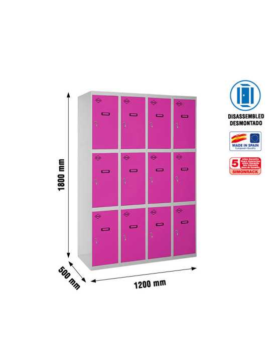 Taquilla 1800x1200x500 SIMONLOCKER 3 PUERTAS 4/12 300 (1200) GR/RS marca SIMONRACK
