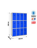 Taquilla 1800x1200x500 SIMONLOCKER 3 PUERTAS 4/12 300 (1200) GR/AZ marca SIMONRACK