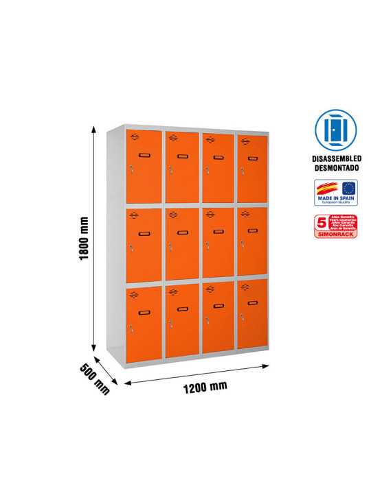 Taquilla 1800x1200x500 SIMONLOCKER 3 PUERTAS 4/12 300 (1200) GR/NA marca SIMONRACK