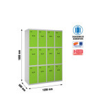 Taquilla 1800x1200x500 SIMONLOCKER 3 PUERTAS 4/12 300 (1200) GR/VE marca SIMONRACK