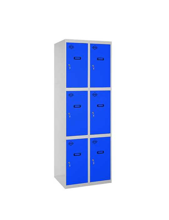 Taquilla 1800x800x500 SIMONLOCKER 3 PUERTAS 2/6 400 (800) GR/AZ marca SIMONRACK