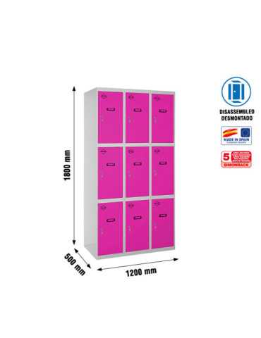 Taquilla 1800x1200x500 SIMONLOCKER 3 PUERTAS 3/9 400 (1200) GR/RS marca SIMONRACK