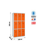 Taquilla 1800x1200x500 SIMONLOCKER 3 PUERTAS 3/9 400 (1200) GR/NA marca SIMONRACK