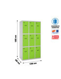 Taquilla 1800x1200x500 SIMONLOCKER 3 PUERTAS 3/9 400 (1200) GR/VE marca SIMONRACK