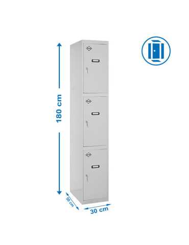 Taquilla 1800x300x500 SIMONLOCKER PROFESIONAL 3 PUERTA 1/3 300 IN GRIS marca SIMONRACK