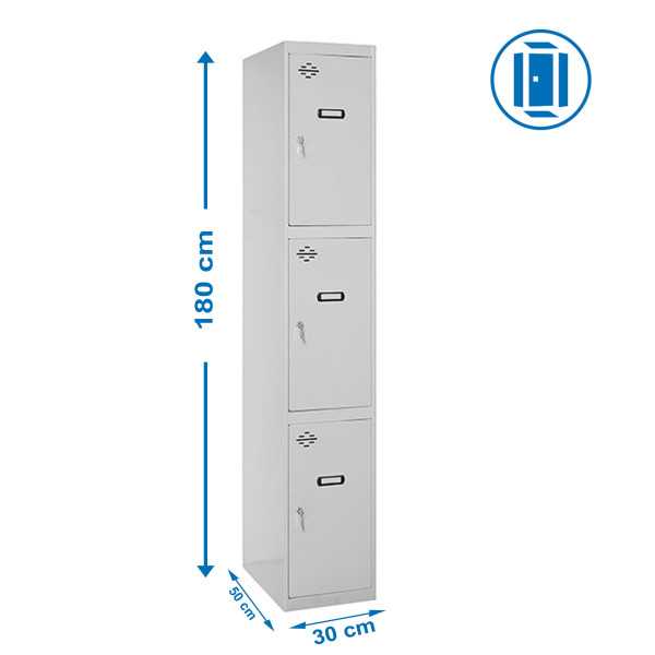 Taquilla 1800x300x500 SIMONLOCKER PROFESIONAL 3 PUERTA 1/3 300 IN GRIS marca SIMONRACK