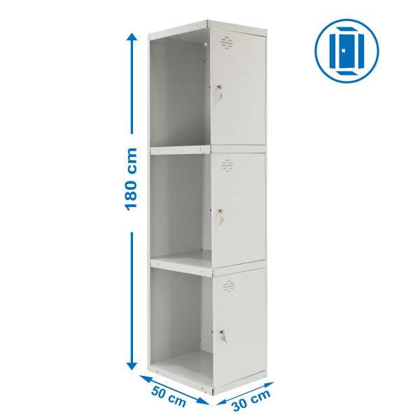 Taquilla 1800x300x500 SIMONLOCKER PROFESIONAL 3 PUERTA 1/3 300 ADI GRIS marca SIMONRACK