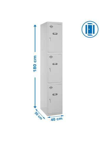 Taquilla 1800x400x500 SIMONLOCKER PROFESIONAL 3 PUERTA 1/3 400 IN GRIS marca SIMONRACK
