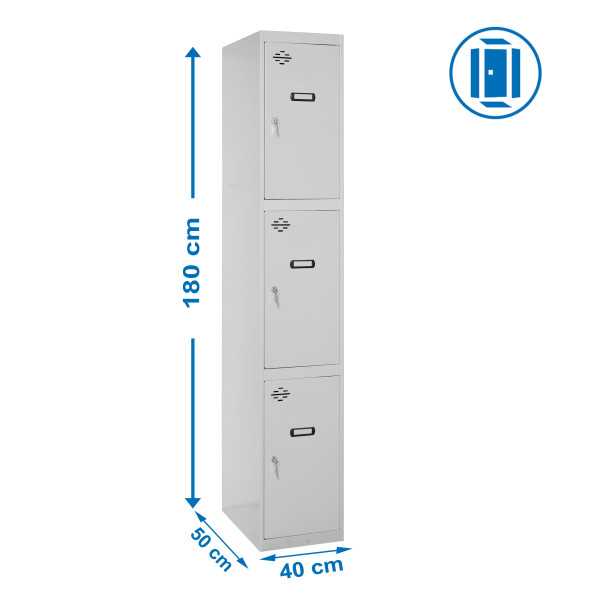 Taquilla 1800x400x500 SIMONLOCKER PROFESIONAL 3 PUERTA 1/3 400 IN GRIS marca SIMONRACK