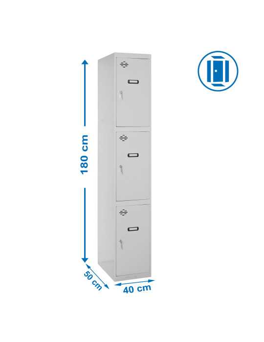 Taquilla 1800x400x500 SIMONLOCKER PROFESIONAL 3 PUERTA 1/3 400 IN GRIS marca SIMONRACK