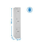 Taquilla 1800x400x500 SIMONLOCKER PROFESIONAL 3 PUERTA 1/3 400 IN GRIS marca SIMONRACK