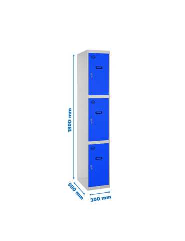 Taquilla 1800x300x500 SIMONLOCKER PROFESIONAL 3 PUERTA 1/3 300 IN GR/AZ marca SIMONRACK