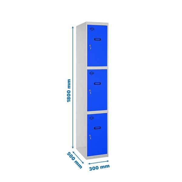 Taquilla 1800x300x500 SIMONLOCKER PROFESIONAL 3 PUERTA 1/3 300 IN GR/AZ marca SIMONRACK
