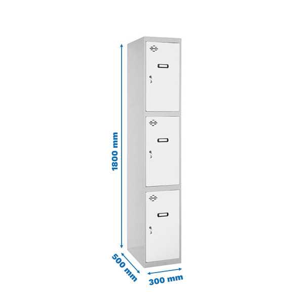 Taquilla 1800x300x500 SIMONLOCKER PROFESIONAL 3 PUERTA 1/3 300 IN GR/BL marca SIMONRACK