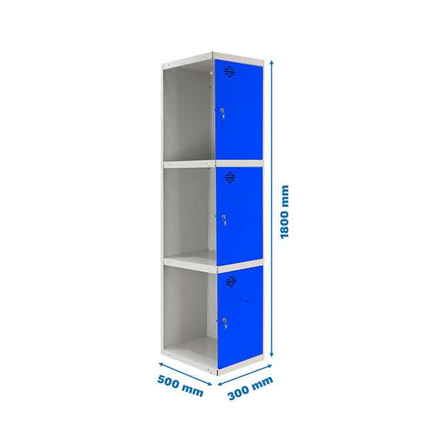 Taquilla 1800x300x500 SIMONLOCKER PROFESIONAL 3 PUERTA 1/3 300 ADI GR/AZ marca SIMONRACK