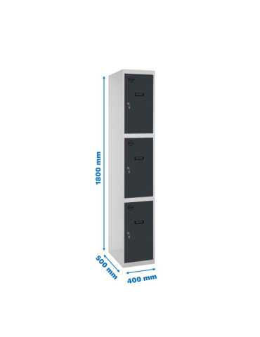 Taquilla 1800x400x500 SIMONLOCKER PROFESIONAL 3 PUERTA 1/3 400 IN GR/AN marca SIMONRACK