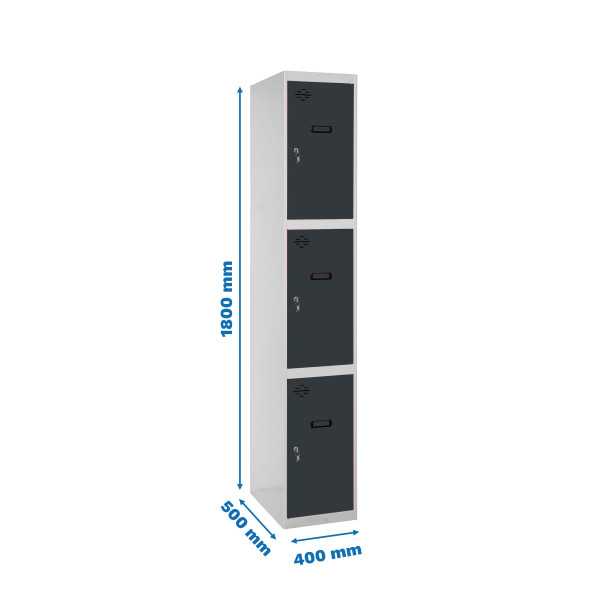Taquilla 1800x400x500 SIMONLOCKER PROFESIONAL 3 PUERTA 1/3 400 IN GR/AN marca SIMONRACK