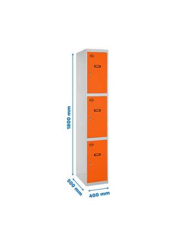 Taquilla 1800x400x500 SIMONLOCKER PROFESIONAL 3 PUERTA 1/3 400 IN GR/NA marca SIMONRACK