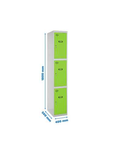 Taquilla 1800x400x500 SIMONLOCKER PROFESIONAL 3 PUERTA 1/3 400 IN GR/VE marca SIMONRACK