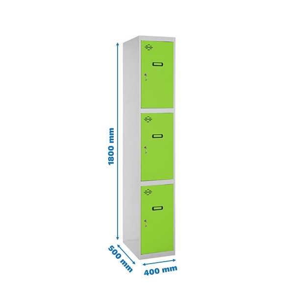 Taquilla 1800x400x500 SIMONLOCKER PROFESIONAL 3 PUERTA 1/3 400 IN GR/VE marca SIMONRACK