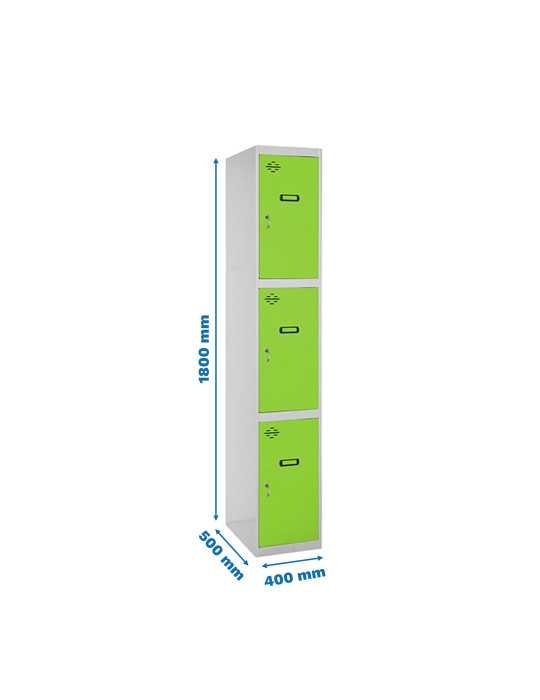 Taquilla 1800x400x500 SIMONLOCKER PROFESIONAL 3 PUERTA 1/3 400 IN GR/VE marca SIMONRACK