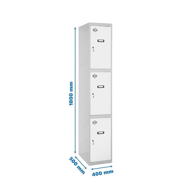 Taquilla 1800x400x500 SIMONLOCKER PROFESIONAL 3 PUERTA 1/3 400 IN GR/BL marca SIMONRACK