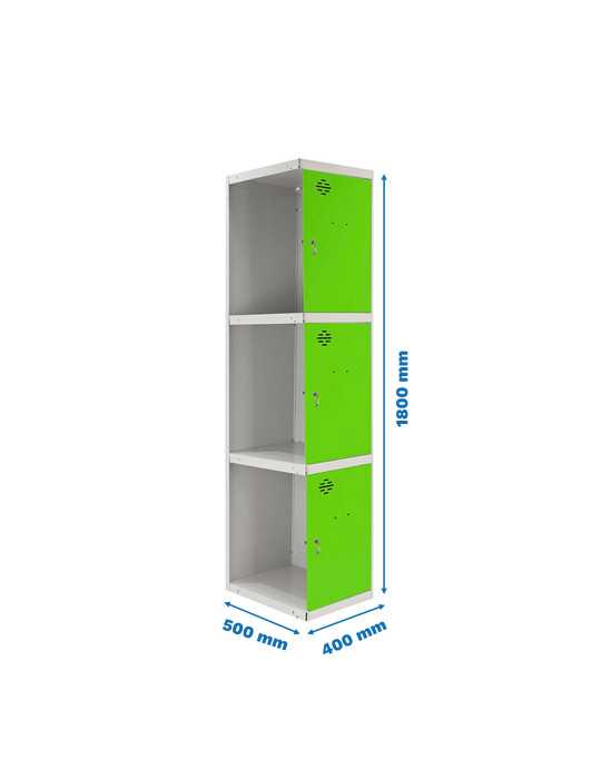 Taquilla 1800x400x500 SIMONLOCKER PROFESIONAL 3 PUERTA 1/3 400 ADI GR/VE marca SIMONRACK