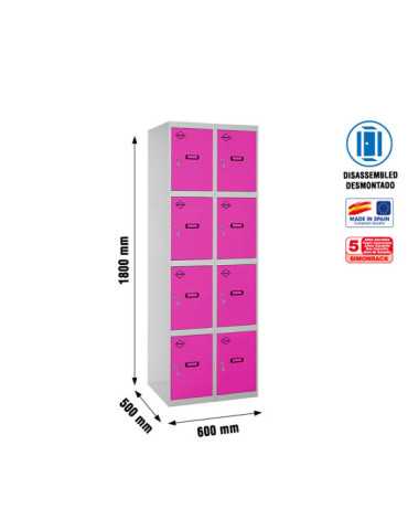 Taquilla 1800x600x500 SIMONLOCKER 4 PUERTAS 2/8 300 (600) GR/RO marca SIMONRACK