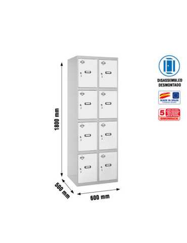 Taquilla 1800x600x500 SIMONLOCKER 4 PUERTAS 2/8 300 (600) GR/BL marca SIMONRACK