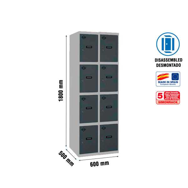 Taquilla 1800x600x500 SIMONLOCKER 4 PUERTAS 2/8 300 (600) GR/AN marca SIMONRACK
