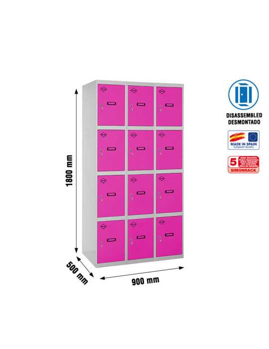 Taquilla 1800x900x500 SIMONLOCKER 4 PUERTAS 3/12 300 (900) GR/RO marca SIMONRACK
