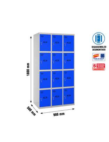 Taquilla 1800x900x500 SIMONLOCKER 4 PUERTAS 3/12 300 (900) GR/AZ marca SIMONRACK