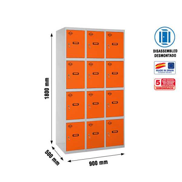 Taquilla 1800x900x500 SIMONLOCKER 4 PUERTAS 3/12 300 (900) GR/NA marca SIMONRACK