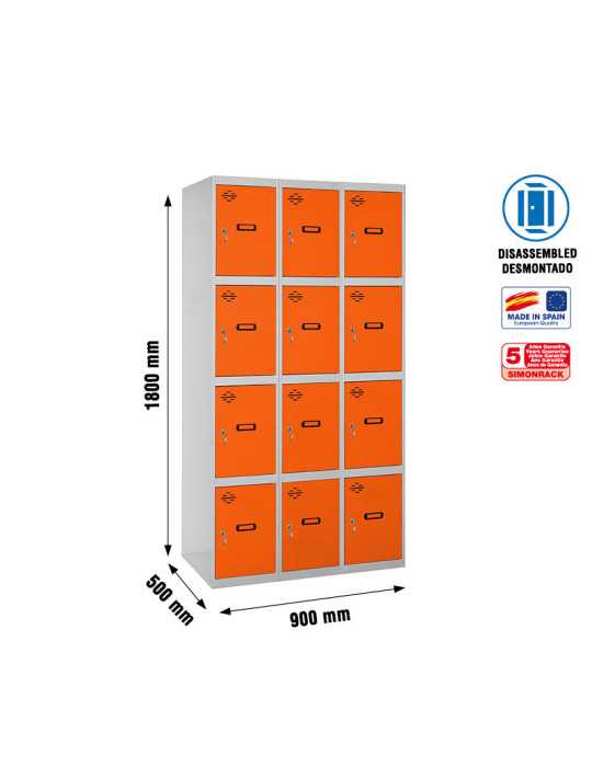 Taquilla 1800x900x500 SIMONLOCKER 4 PUERTAS 3/12 300 (900) GR/NA marca SIMONRACK