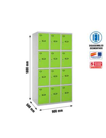 Taquilla 1800x900x500 SIMONLOCKER 4 PUERTAS 3/12 300 (900) GR/VE marca SIMONRACK
