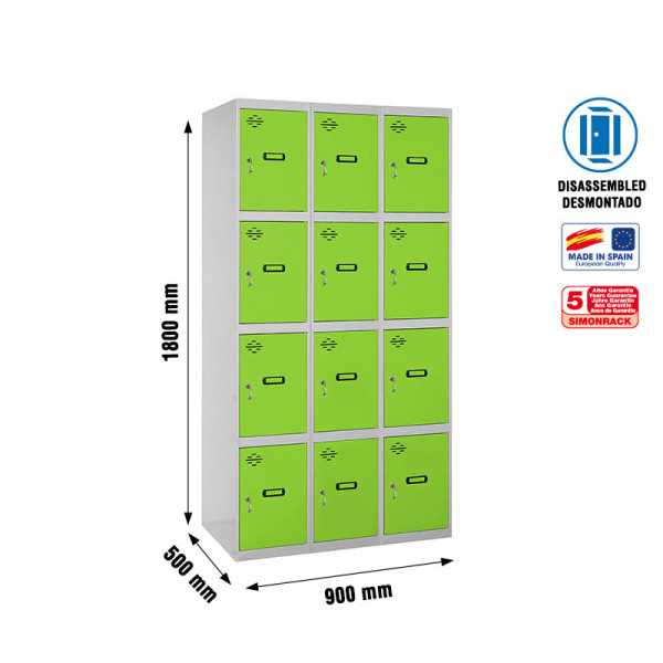 Taquilla 1800x900x500 SIMONLOCKER 4 PUERTAS 3/12 300 (900) GR/VE marca SIMONRACK