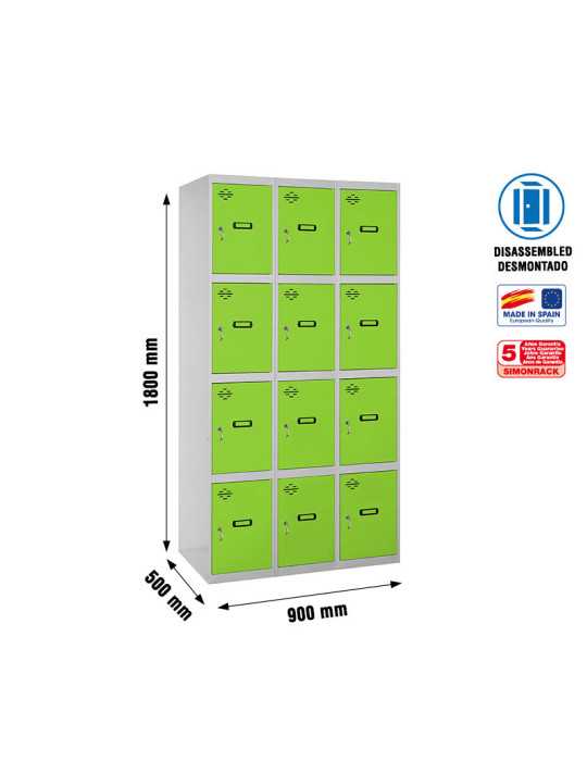 Taquilla 1800x900x500 SIMONLOCKER 4 PUERTAS 3/12 300 (900) GR/VE marca SIMONRACK