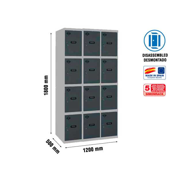 Taquilla 1800x900x500 SIMONLOCKER 4 PUERTAS 3/12 300 (900) GR/AN marca SIMONRACK