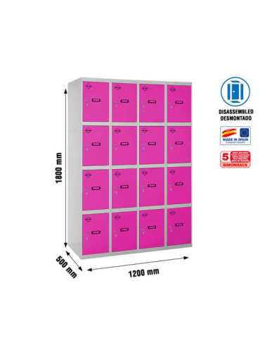 Taquilla 1800x1200x500 SIMONLOCKER 4 PUERTAS 4/16 300 (1200) GR/RO marca SIMONRACK
