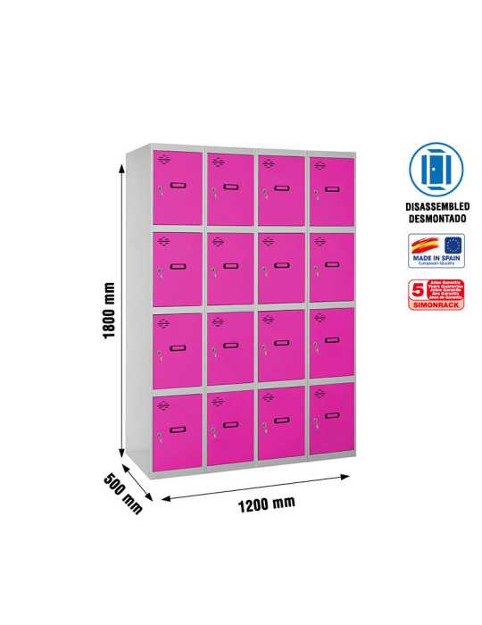 Taquilla 1800x1200x500 SIMONLOCKER 4 PUERTAS 4/16 300 (1200) GR/RO marca SIMONRACK