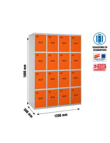 Taquilla 1800x1200x500 SIMONLOCKER 4 PUERTAS 4/16 300 (1200) GR/NA marca SIMONRACK
