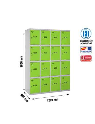 Taquilla 1800x1200x500 SIMONLOCKER 4 PUERTAS 4/16 300 (1200) GR/VE marca SIMONRACK