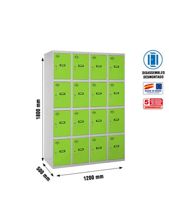 Taquilla 1800x1200x500 SIMONLOCKER 4 PUERTAS 4/16 300 (1200) GR/VE marca SIMONRACK