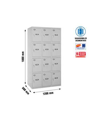 Taquilla 1800x1200x500 SIMONLOCKER 4 PUERTAS 3/12 400 (1200) GRI marca SIMONRACK